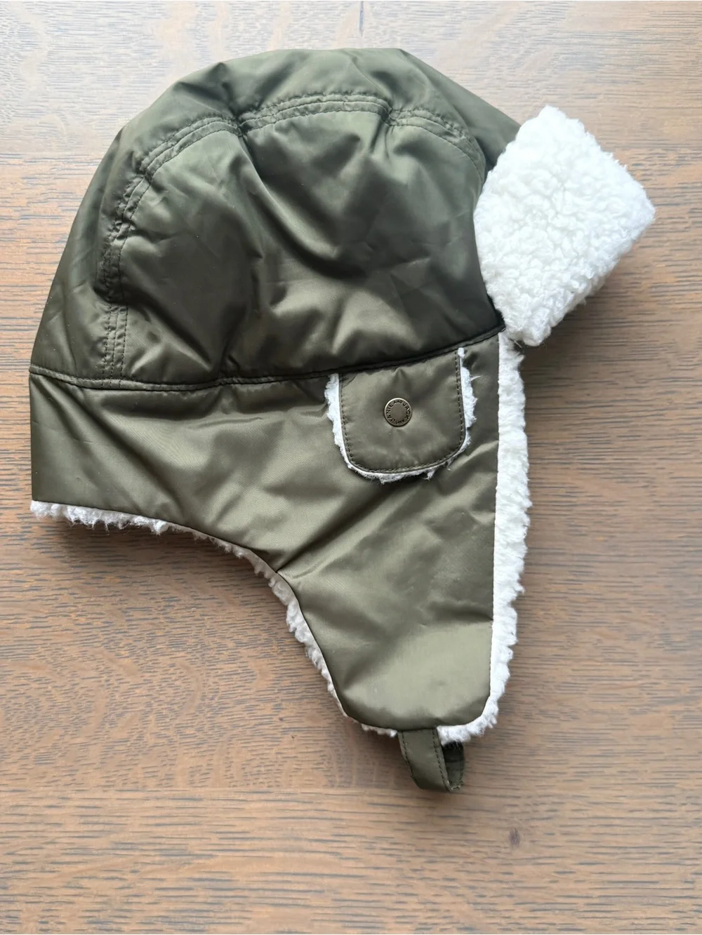 Janie and Jack Kids Olive Green Faux-Sherpa Trapper Hat Size 4-5